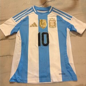 Messi adidas Kids' Blue and White Striped Jersey